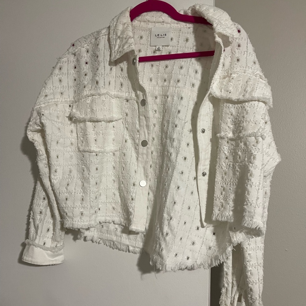 LE LIS White Textured Women's Jacket